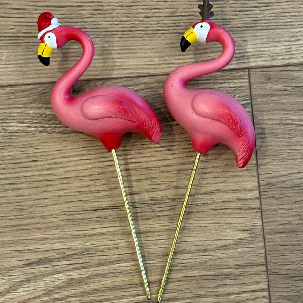 Target Pink Flamingo Holiday Flower Pot Stakes (Set of 2)